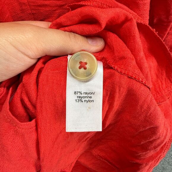 Maurices Blazer Women XL Red One Button Collared 3/4 Sleeve Rayon Pockets Casual - Picture 4 of 7